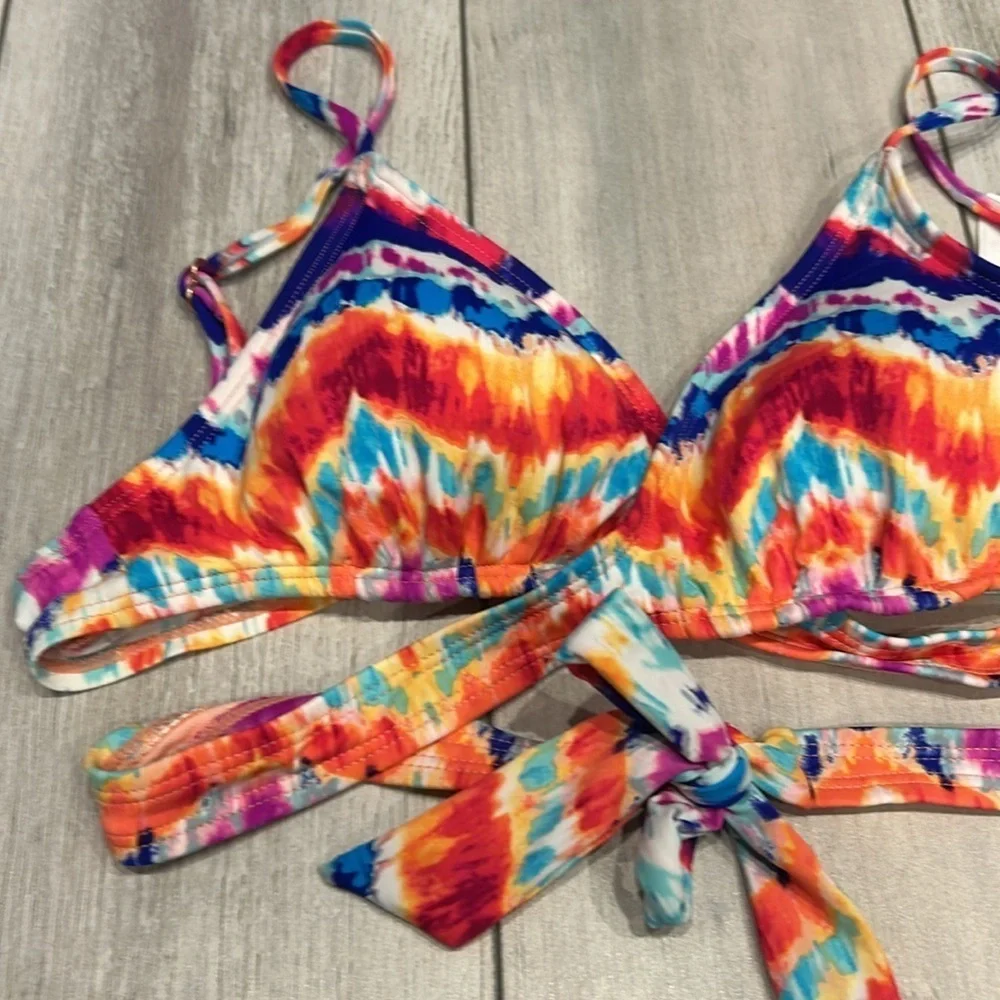 Hobie tie die swim bikini top size large